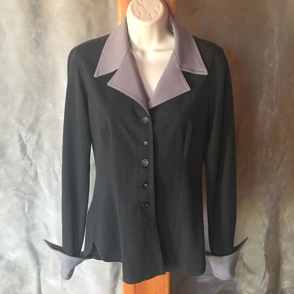 Vertigo Paris Black and Gray Button Down Shirt